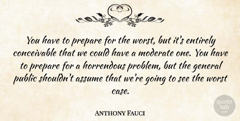 Anthony Fauci Quote About Assume, Entirely, General, Horrendous, Moderate: You Have To Prepare For...