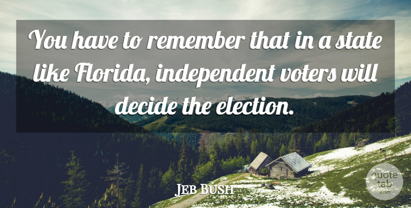 Jeb Bush Quote About Independent, Florida, Voters: You Have To Remember That...