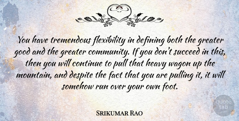 Srikumar Rao Quote About Both, Continue, Defining, Despite, Fact: You Have Tremendous Flexibility In...