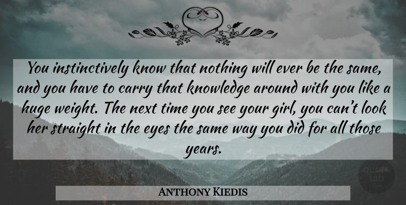 Anthony Kiedis Quote About Girl, Eye, Years: You Instinctively Know That Nothing...