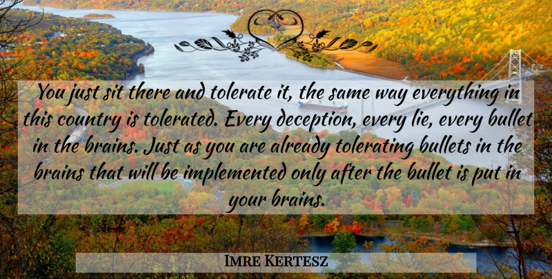 Imre Kertesz Quote About Country, Lying, Brain: You Just Sit There And...