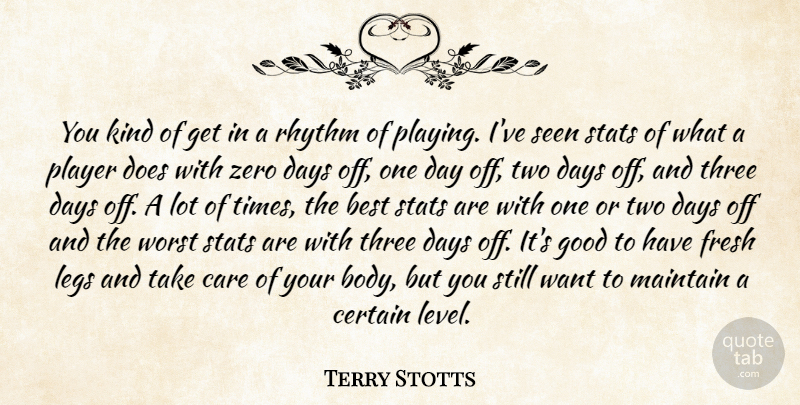 Terry Stotts Quote About Best, Care, Certain, Days, Fresh: You Kind Of Get In...