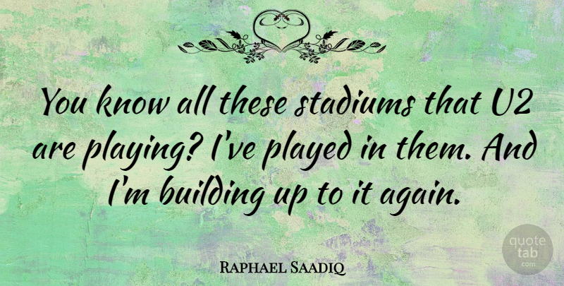 Raphael Saadiq Quote About Building Up, Building, Stadiums: You Know All These Stadiums...