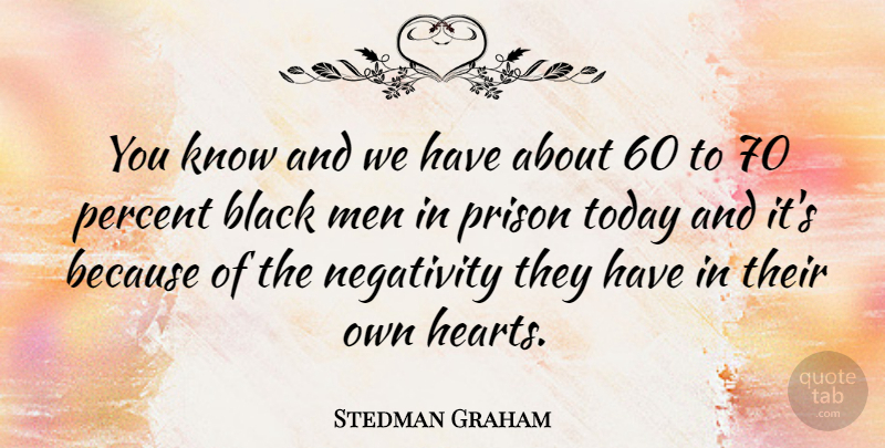 Stedman Graham Quote About Heart, Men, Negativity: You Know And We Have...