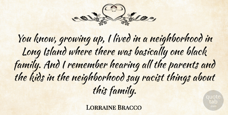 Lorraine Bracco Quote About Growing Up, Kids, Islands: You Know Growing Up I...