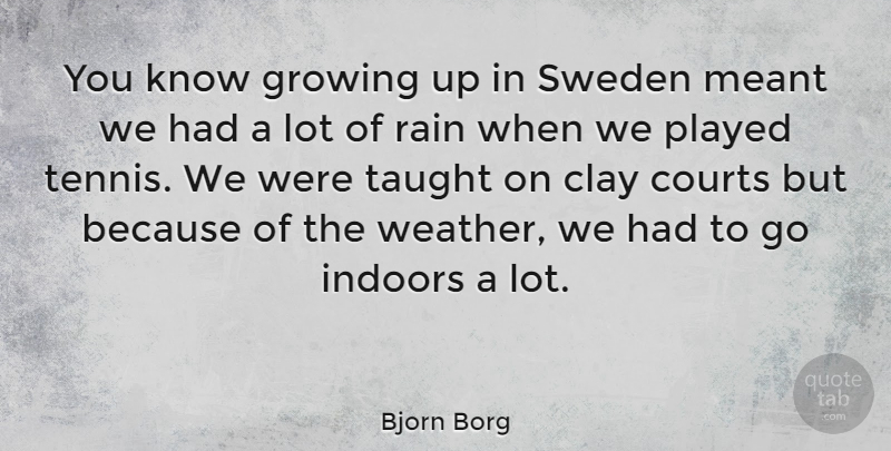 Bjorn Borg Quote About Growing Up, Rain, Weather: You Know Growing Up In...