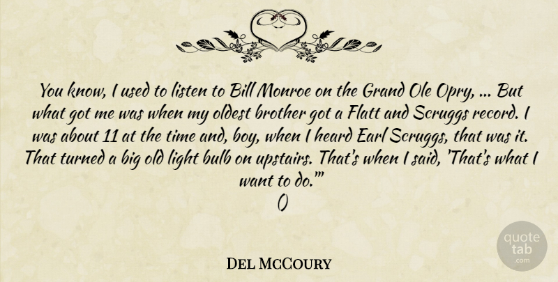 Del McCoury Quote About Bill, Brother, Bulb, Grand, Heard: You Know I Used To...