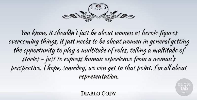 Diablo Cody Quote About Opportunity, Play, Perspective: You Know It Shouldnt Just...