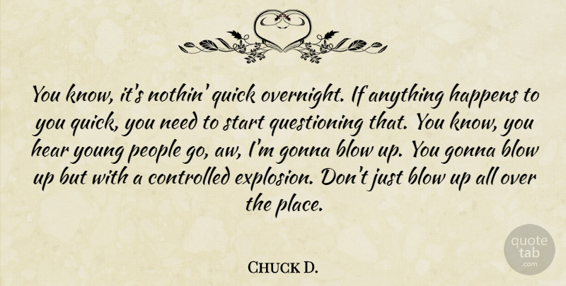 Chuck D. Quote About Blow, People, Questioning: You Know Its Nothin Quick...