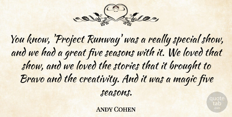 Andy Cohen Quote About Creativity, Magic, Special: You Know Project Runway Was...