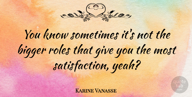 Karine Vanasse Quote About undefined: You Know Sometimes Its Not...