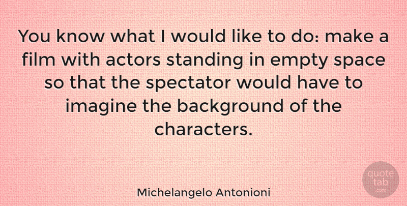 Michelangelo Antonioni Quote About Character, Space, Surfing: You Know What I Would...