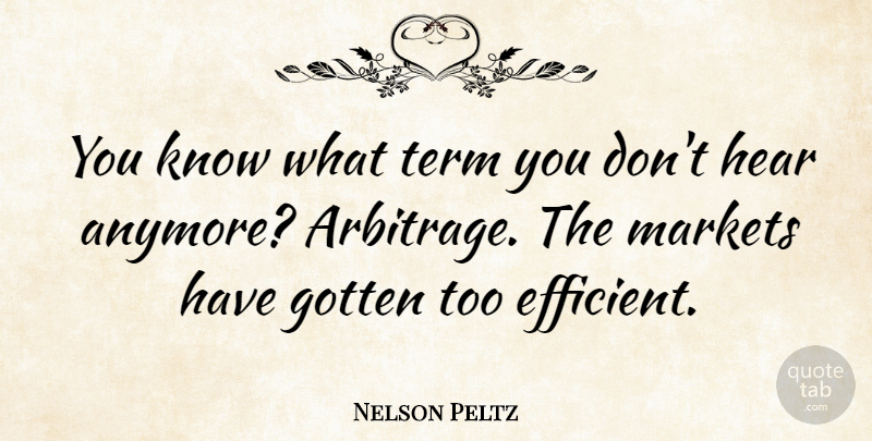 Nelson Peltz Quote About Gotten, Markets, Term: You Know What Term You...