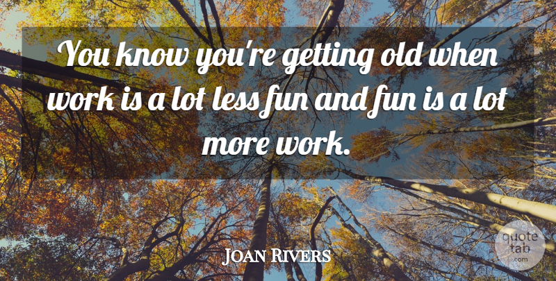 Joan Rivers Quote About Retirement, Fun, Aging: You Know Youre Getting Old...
