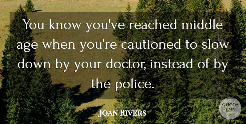 Joan Rivers Quote About Doctors, Police, Age: You Know Youve Reached Middle...