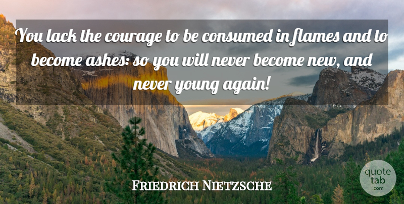 Friedrich Nietzsche Quote About Courage, Flames, Rejuvenation: You Lack The Courage To...