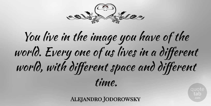 Alejandro Jodorowsky Quote About Space, World, Different: You Live In The Image...
