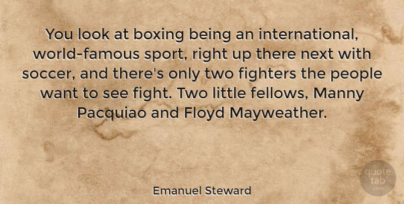 Emanuel Steward Quote About Soccer, Sports, Fighting: You Look At Boxing Being...