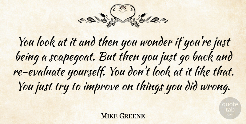 Mike Greene Quote About Improve, Wonder: You Look At It And...