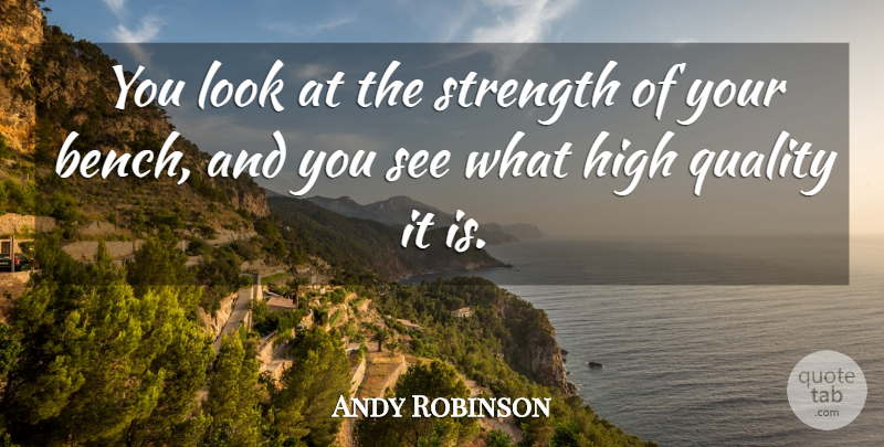 Andy Robinson Quote About High, Quality, Strength: You Look At The Strength...
