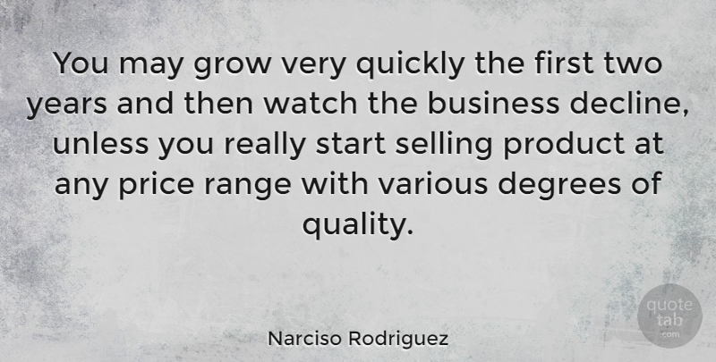 Narciso Rodriguez Quote About Years, Two, Selling Products: You May Grow Very Quickly...