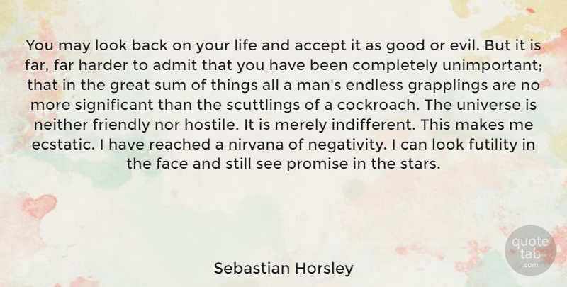 Sebastian Horsley Quote About Stars, Men, Evil: You May Look Back On...