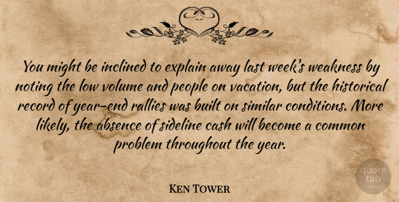 Ken Tower Quote About Absence, Built, Cash, Common, Explain: You Might Be Inclined To...
