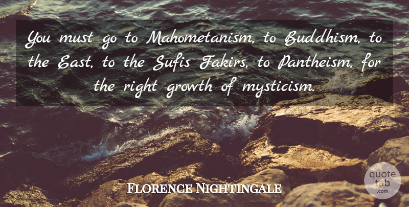 Florence Nightingale Quote About Buddhism, Growth, East: You Must Go To Mahometanism...