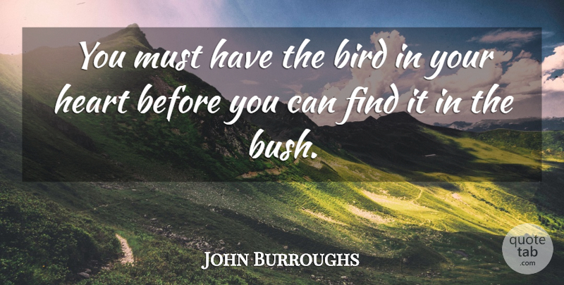 John Burroughs Quote About Bird, Heart: You Must Have The Bird...