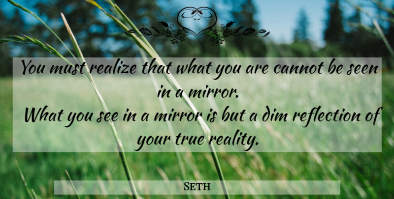 Seth Quote About Reflection, Reality, Mirrors: You Must Realize That What...
