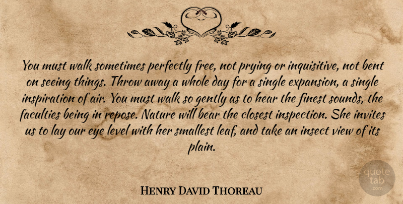 Henry David Thoreau Quote About Inspiration, Eye, Air: You Must Walk Sometimes Perfectly...