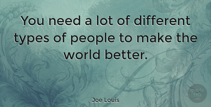 Joe Louis Quote About People, Needs, World: You Need A Lot Of...