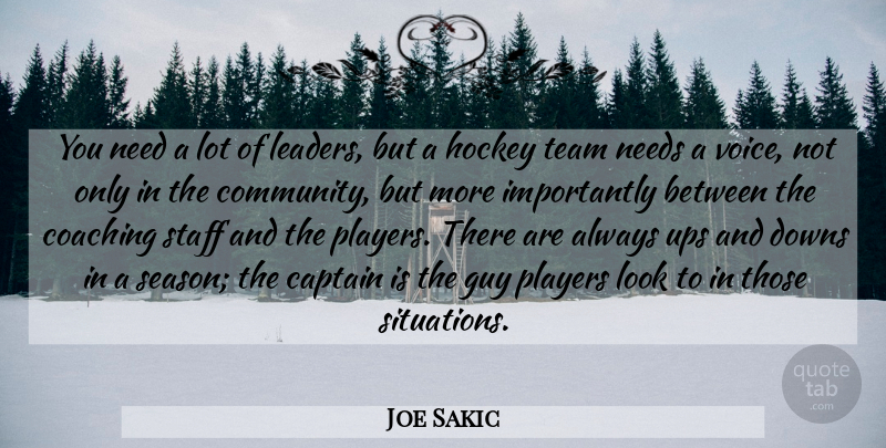 Joe Sakic Quote About Team, Hockey, Player: You Need A Lot Of...