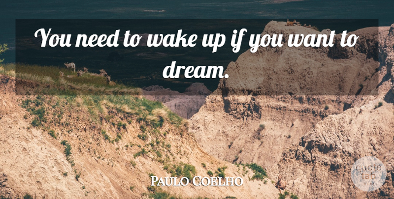 Paulo Coelho Quote About Dream, Want, Needs: You Need To Wake Up...