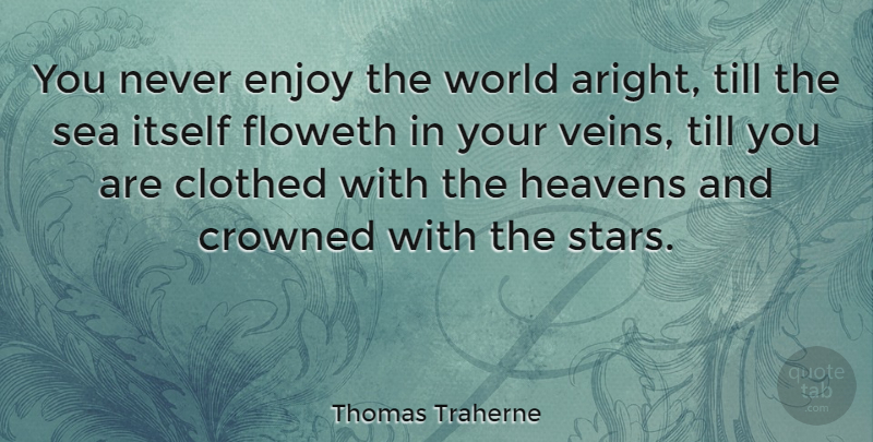 Thomas Traherne Quote About Stars, Ocean, Sea: You Never Enjoy The World...