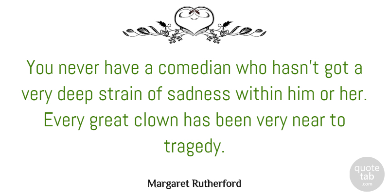 Margaret Rutherford Quote About Clown, Comedian, Great, Near, Strain: You Never Have A Comedian...