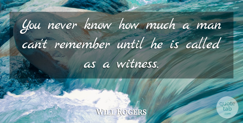 Will Rogers Quote About Memories, Men, Remember: You Never Know How Much...