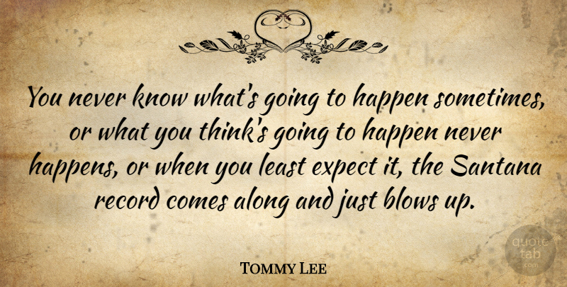 Tommy Lee Quote About Blow, Thinking, Records: You Never Know Whats Going...