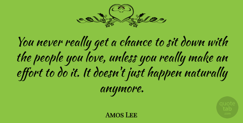 Amos Lee Quote About Chance, Happen, Love, Naturally, People: You Never Really Get A...