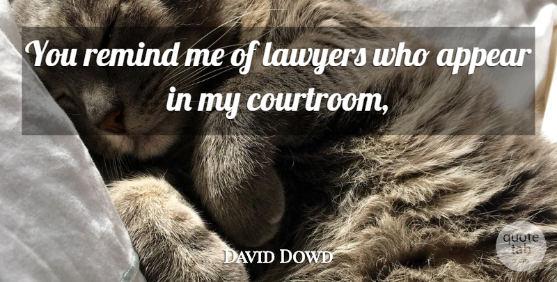 David Dowd Quote About Appear, Lawyers, Remind: You Remind Me Of Lawyers...
