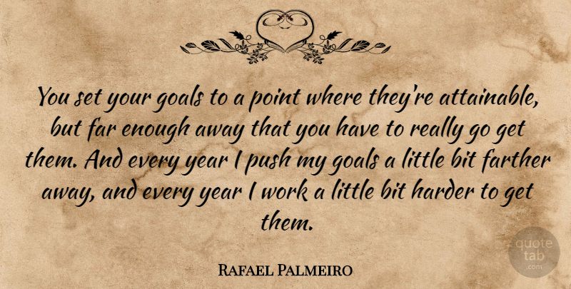 Rafael Palmeiro Quote About Bit, Far, Farther, Harder, Point: You Set Your Goals To...