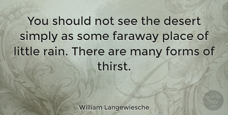 William Langewiesche Quote About Rain, Desert, Littles: You Should Not See The...