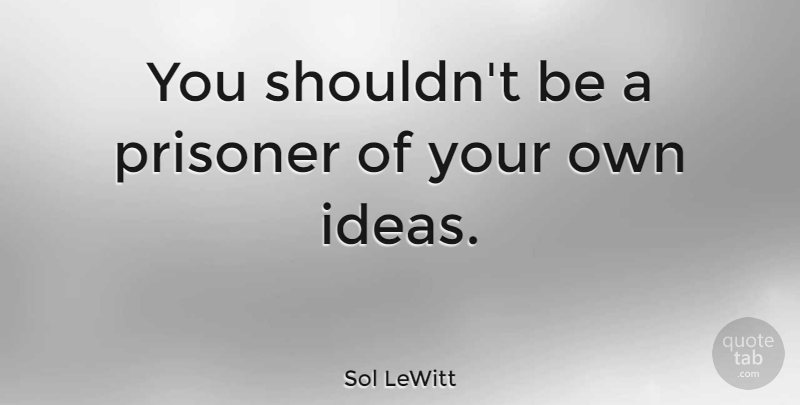 Sol LeWitt Quote About Ideas, Prisoner: You Shouldnt Be A Prisoner...