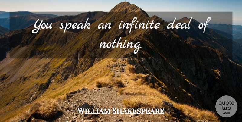 William Shakespeare Quote About Speak, Infinite, Deals: You Speak An Infinite Deal...