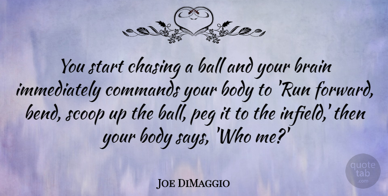 Joe DiMaggio Quote About Motivational, Running, Baseball: You Start Chasing A Ball...