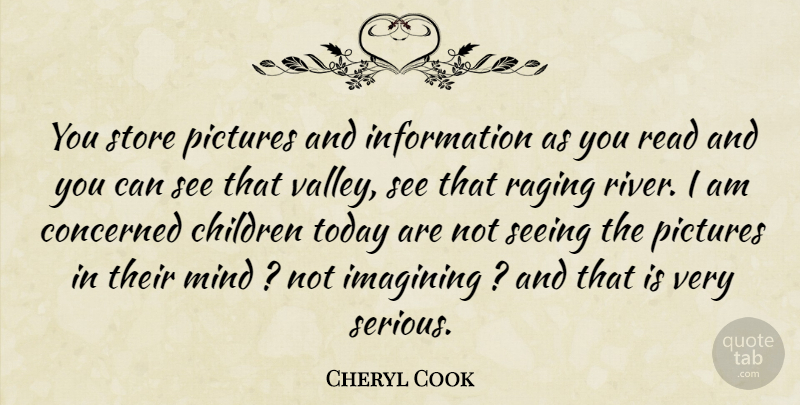 Cheryl Cook Quote About Children, Concerned, Imagining, Information, Mind: You Store Pictures And Information...