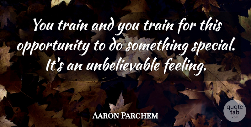 Aaron Parchem Quote About Opportunity, Train: You Train And You Train...