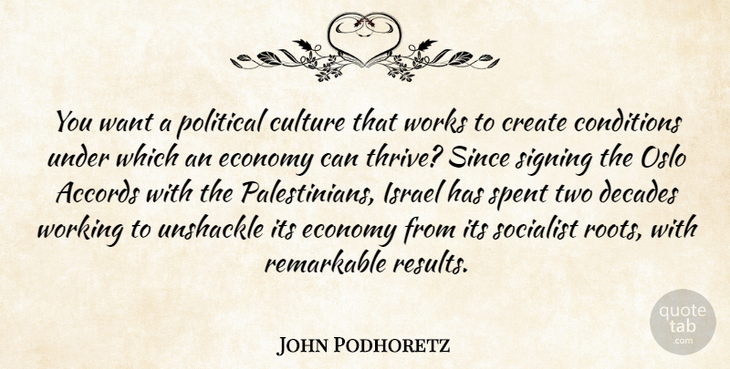 John Podhoretz Quote About Israel, Two, Roots: You Want A Political Culture...