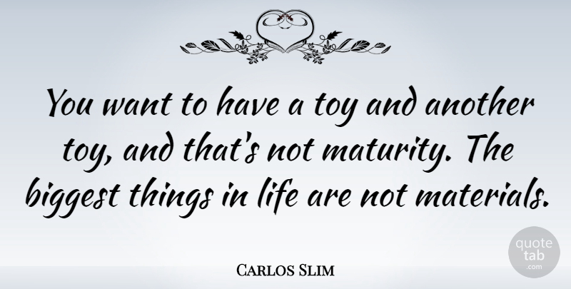 Carlos Slim Quote About Biggest, Life, Toy: You Want To Have A...