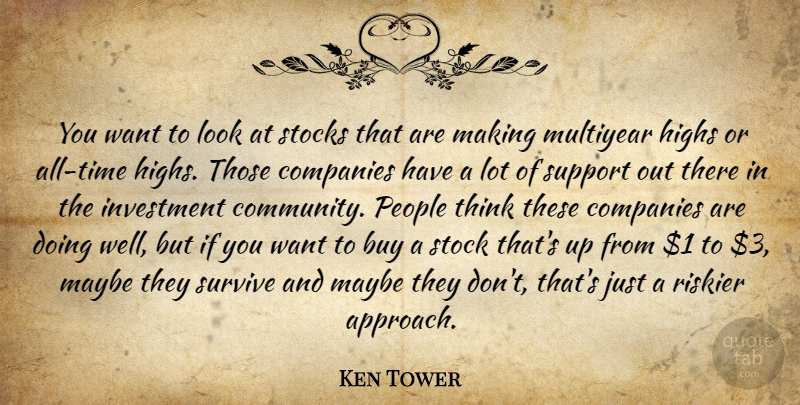 Ken Tower Quote About Buy, Companies, Highs, Investment, Maybe: You Want To Look At...